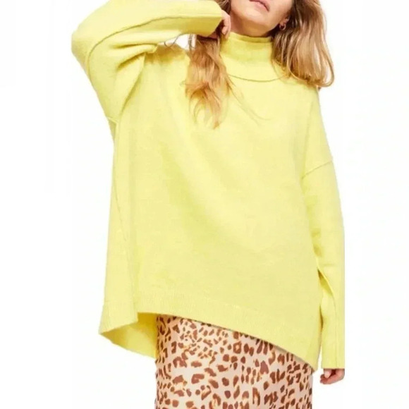 Free People Afterglow Mockneck Sweater Lime Green - Picture 2 of 8